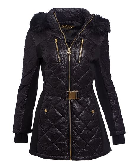 black michael kors jacket womens|Michael Kors black winter coat.